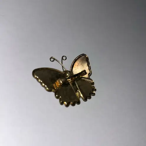 Set of 3 vintage pins brooches • Colorful Butterfly Brooch • faux pearl • fan Black