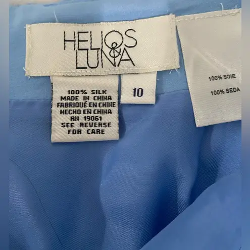 Luna Helios & Baby Blue Floral Appliqué Textured 100% Silk Pencil Skirt …