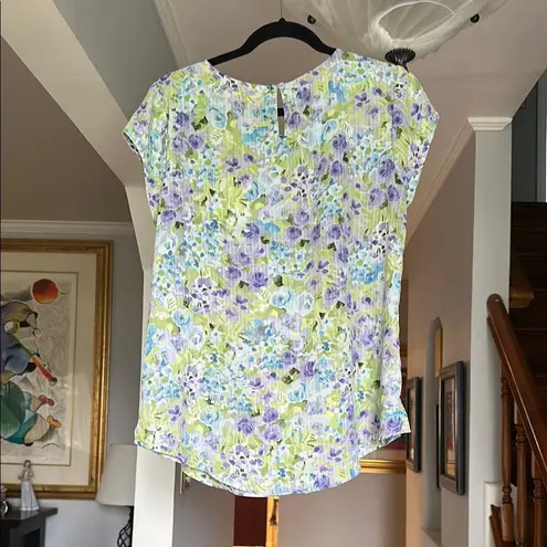41 Hawthorn Multi Tone Floral Shell Top Sz L Green Size L