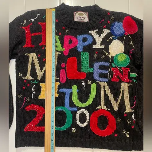 Tiara International  1999 Y2K Vintage New Years Eve Chunk Knit Sweater, EUC, Sz M