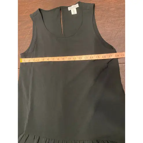 Nicole Miller Black Drop Waist Tiered Sleeveless Dress Large Minimalist Lagen