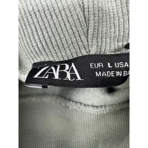 ZARA  Sweatshirt Women's Size Large Sage Green Cropped Turtleneck