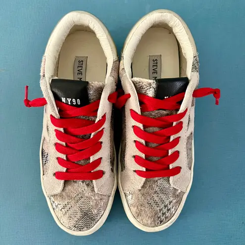 Steve Madden Philosophy Gray Calf Hair Lace Up Sneakers