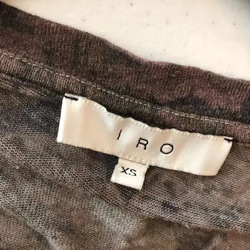 IRO Womens T Shirt Top Linen Knit Short Sleeve Floral Purple XS