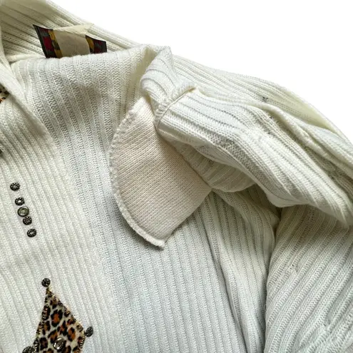 Vintage Focus USA Leopard Applique Cardigan OS Open Front Statement Maximalism Brown Size undefined