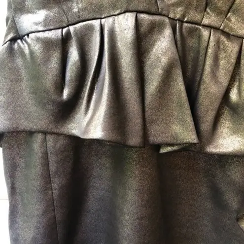 Moschino metallic dark green shimmery v neck style peplum cocktail dress sz 10