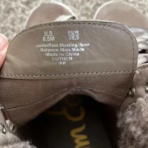 Sam Edelman  Leather Faux Shearling Upper High Top Lace Up Seude Snow Boots 8.5