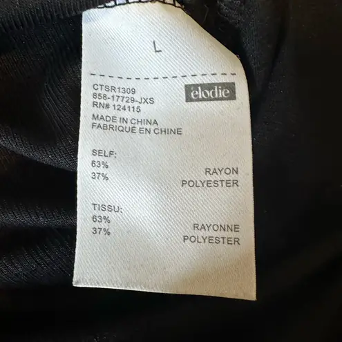 Elodie Women's Black Ribbed Crewneck Long Sleeve Thong Bodysuit SZ L