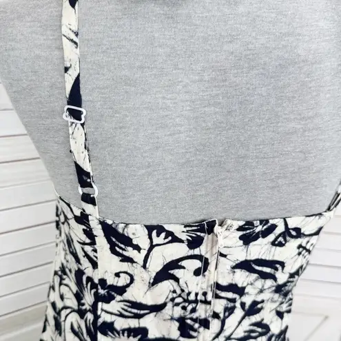 Far Away Tropical Floral Print A Line Sundress Cream Black Small