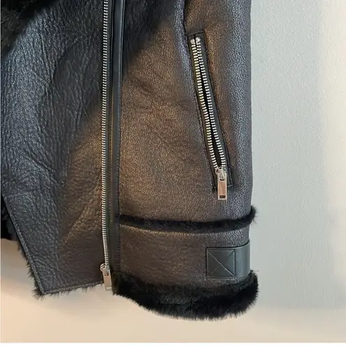 House of Harlow 1960 Black Moto faux fur faux leather vest.