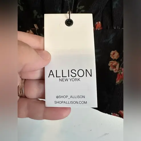 Allison New York NWT Melody Top In Floral Black Smocked Back Bodice XS