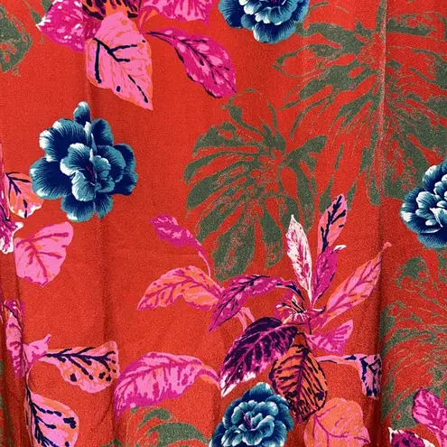 Authentic Vintage Emanuel Ungaro Red Floral Banshee Styled Midi Dress Size 8