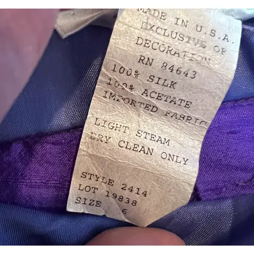 Vintage 1980s Watters Watters Formal Dress Women Size 6 Silk Purple One Shoulder