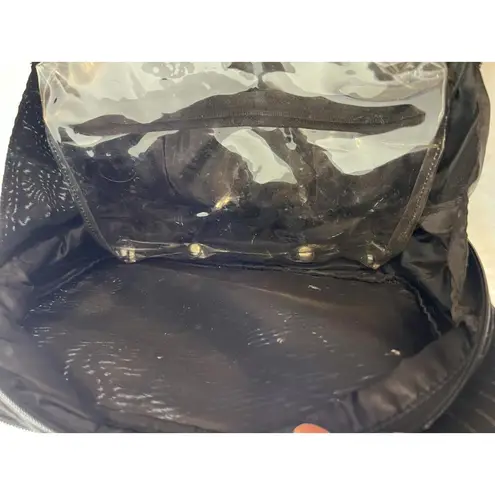 Lancôme Black Pinstripe Train Case Travel Makeup Bag 12x9 Cosmetic Organizer