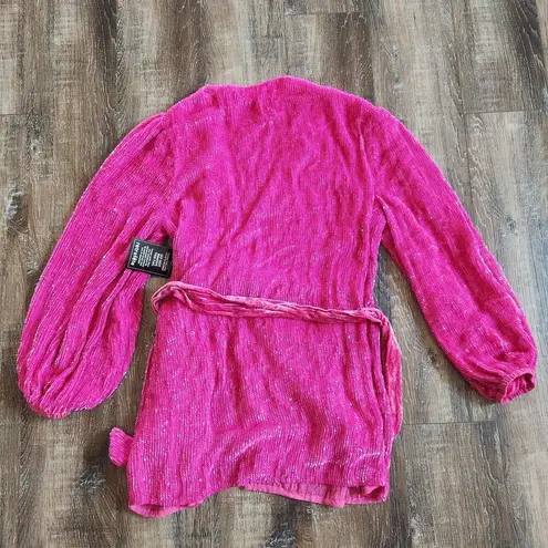 Retrofête Retrofete Gabrielle Robe Dress in Pink Sequins Size Large Long Sleeve NWOT