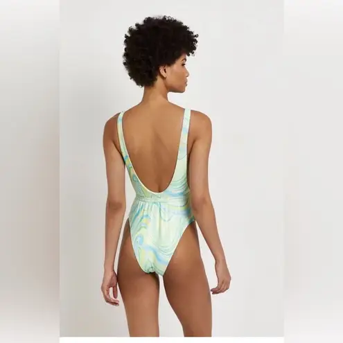 River Island Blue and Green One Piece with Plunging V-Neck