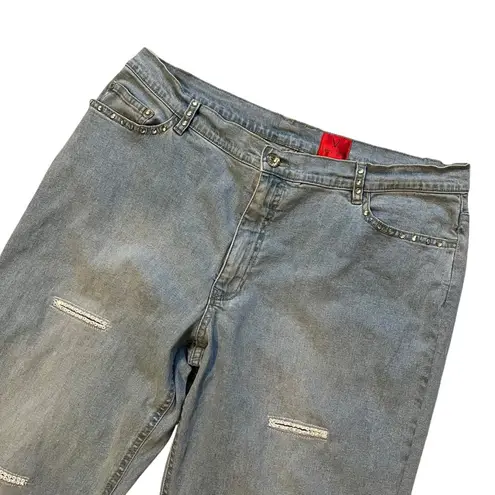 Very Vera Rhinestone Embellished Light Wash Jeans, Sz 14 Blue