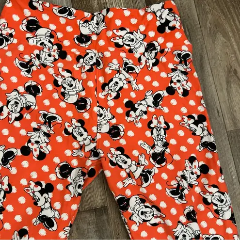LuLaRoe  Disney Minnie Mouse Coral Orange OS  Buttery Soft Leggings - Image 4