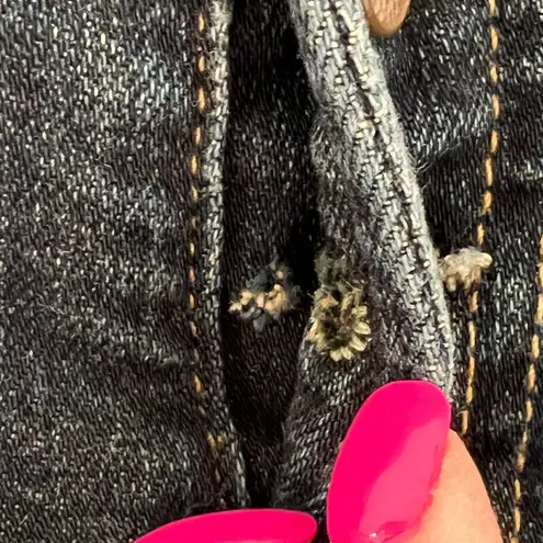 Mother The Pixie Dropout Button Fly Denim Jeans Distressed Size 24 Edgy Grunge Blue