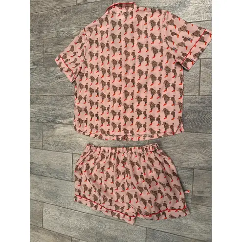 Bouffants and Broken Hearts Poodle Dog Heels Shorts Pajama Set Medium PJs Pink