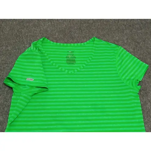 Danskin Now Women’s Top Semi Fitted Dri More Green Striped Size Small