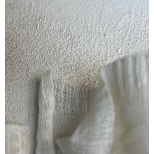 J.Crew Ivory Open Knit Long Sleeve Sweater Mohair XS Sheer Lightweight Coastal