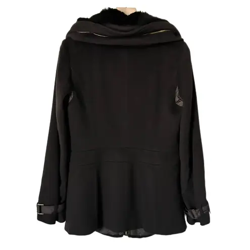 'S Max Mara 100% Virgin Wool Faux Fur Trimmed Coat in Chocolate Brown Size 8