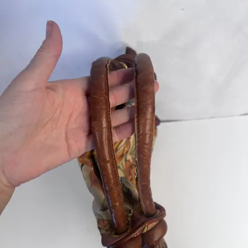 Gitana Tapestry Top Handle Bag Purse Made in Italy Boho Hippie Floral Earthy Orange