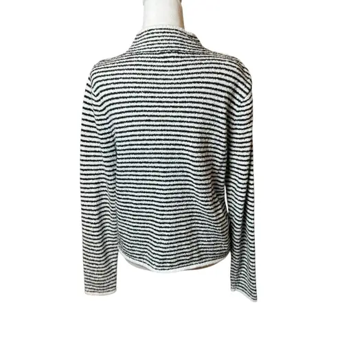 J.Crew Factory Striped Mockneck Pullover Sweater Ivory Black Medium Preppy Twee
