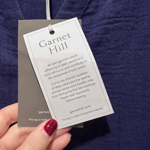 Garnet Hill NWT Royal Blue Organic Cotton Tiered Mini Dress Size Medium Button