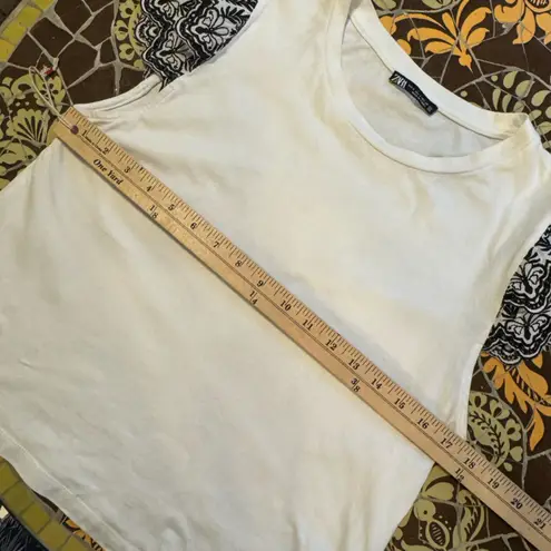 ZARA  WHITE T SHIRT RUFFLE SLEEVE YOP SZ :S