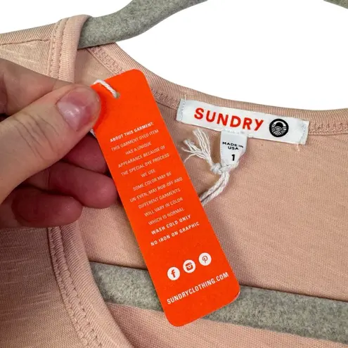 Sundry NWT U-Neck Sleeveless Dress Light Pink Pigment Cashew Ruched Size 1 Small