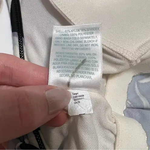 Kona Sol Blouson Tankini Top Black White Tropical Floral Pattern NWOT S