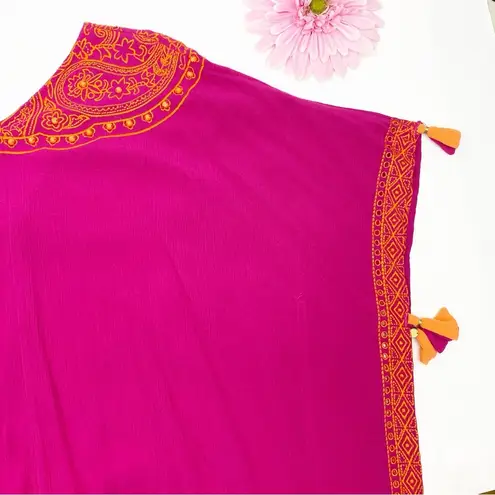 Soft Surroundings Catalpa Topper Embroidered Tunic Kimono Shawl Kaftan Beaded