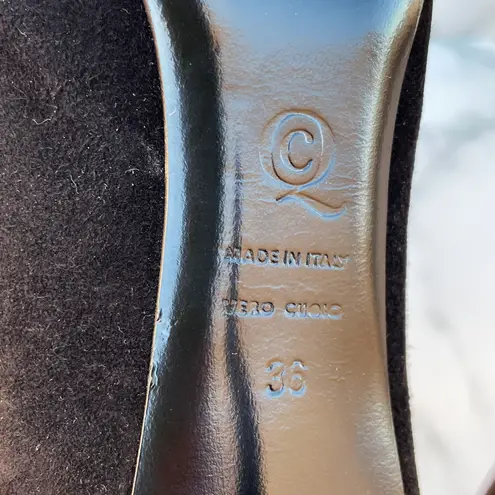 Alexander McQueen knotted leather-trimmed black suede pumps IT 36 US 6