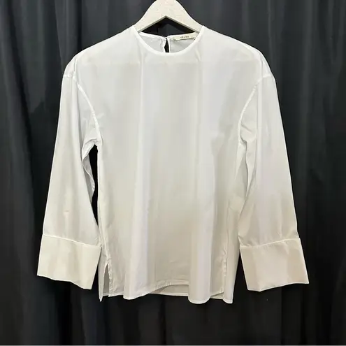 CELINE Authentic Elegant Phoebe Philo Poplin White Blouse