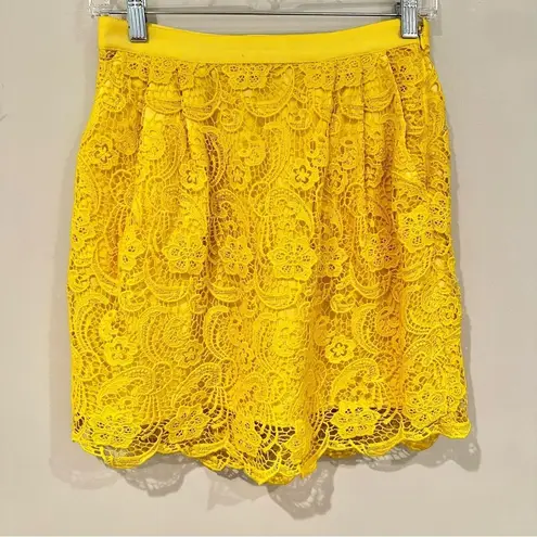 Club Monaco Lace Mini Skirts Set of 3 Women's 2 Red Black Yellow Cotton Silk