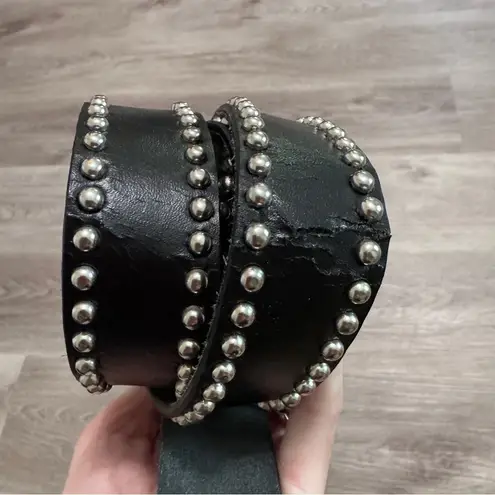 Genuine Leather Belt XL Black Silver Studs Studded Motorcycle Bike