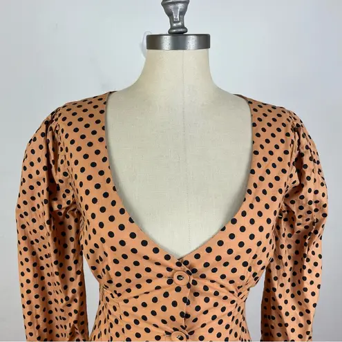 Majorelle Revolve  Brown Tailored Polka Dot Blouse