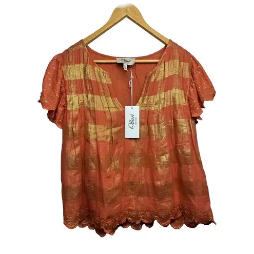 Ollari Greta Blouse in Fiesta Coral NWT Sz. S Orange