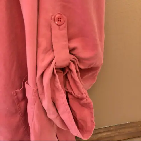 Coldwater Creek 100% Silk Button Front Blouse Red Large