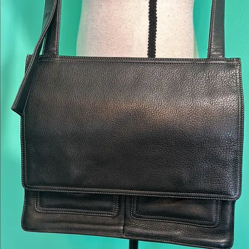Crazy Horse Elegant Black Leather Shoulder Bag