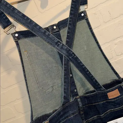 Judy Blue dress overalls Dark Blue Denim jeans stretch NEW raw hem