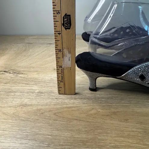 Joan Boyce Shies Silver Glitter Peep Toe Kitten Heel Slip