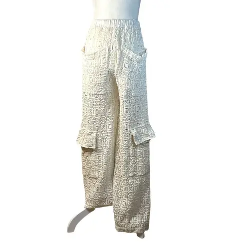 Agua Bendita Maca Pants in Beige Small New Womens Crochet Cover up