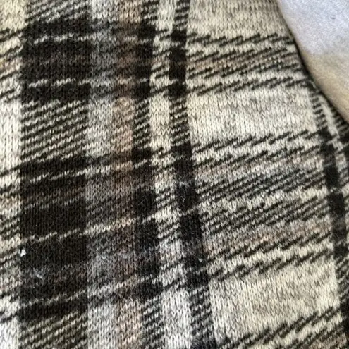 Hem & Thread Womens Gray Knit Fleece Plaid Cardigan Thick Size Medium Collar