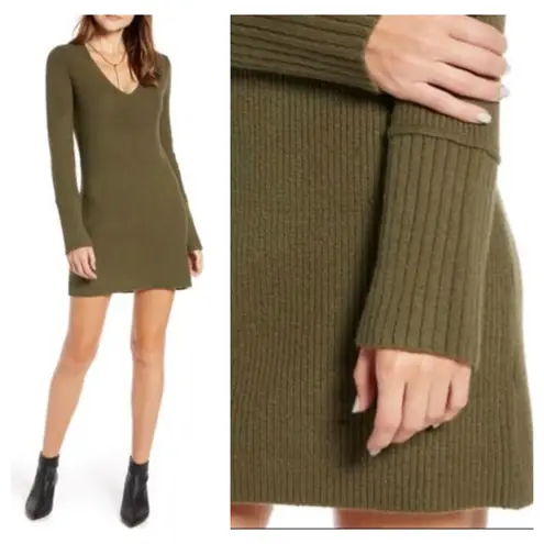 Something Navy Fitted Ribbed Mini Tunic Sweater Dress Size XS