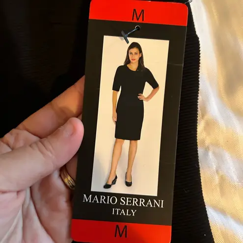Mario Serrani NWT  Italy Womens Size Medium Black Dress Knit Career Shift