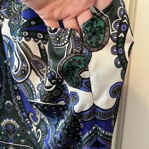 Laundry by Shelli Segal Medium 8 Blue Black Paisley Sleeveless V-neck Blouse