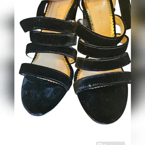 Charlotte Olympia Christie Velvet Sandals Heels Size 39.5